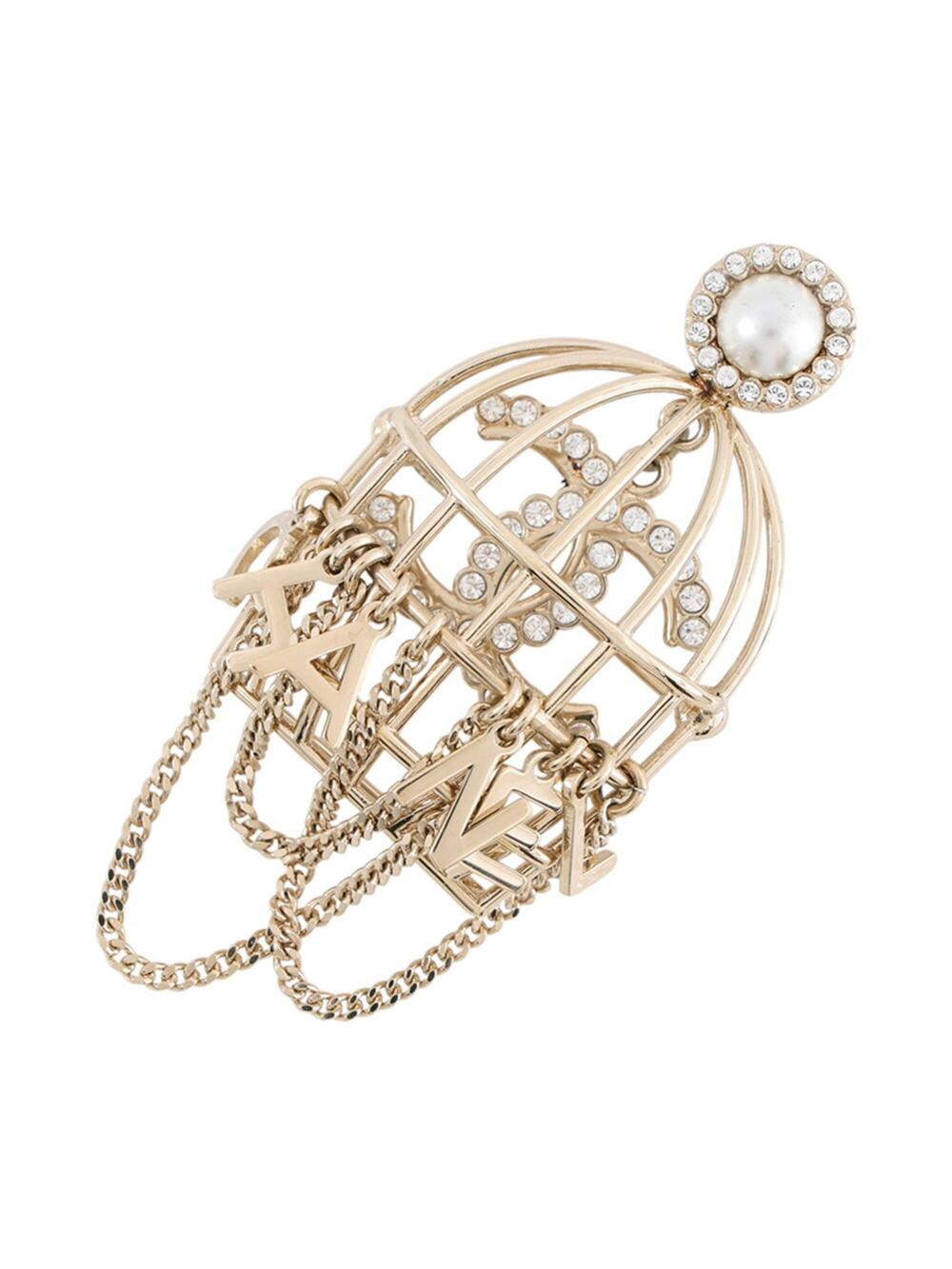 Chanel Cc Logo Brooch Gold-Tone Metal #343212C14B